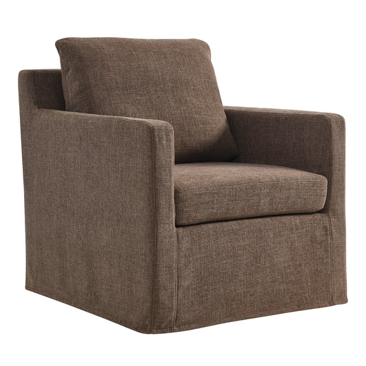 Serene Linen Slipcovered Swivel Armchair  in Mocha