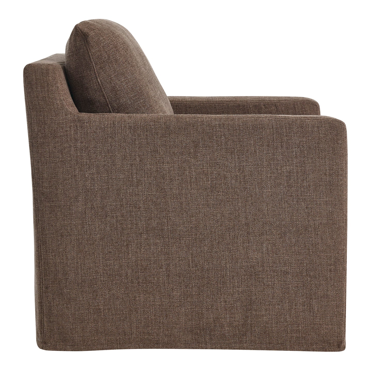 Serene Linen Slipcovered Swivel Armchair  in Mocha