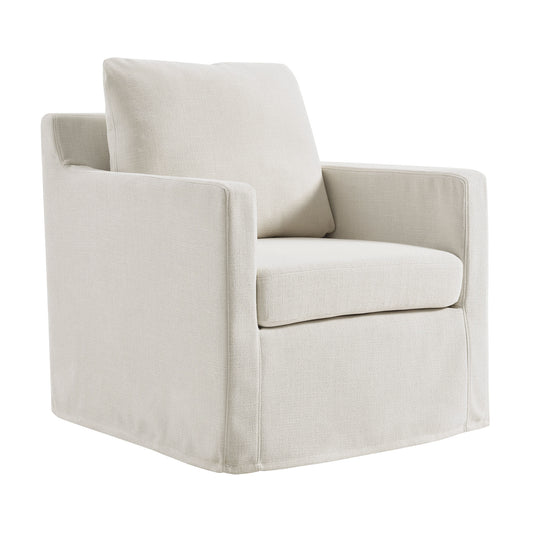 Serene Linen Slipcovered Swivel Armchair  in Salt