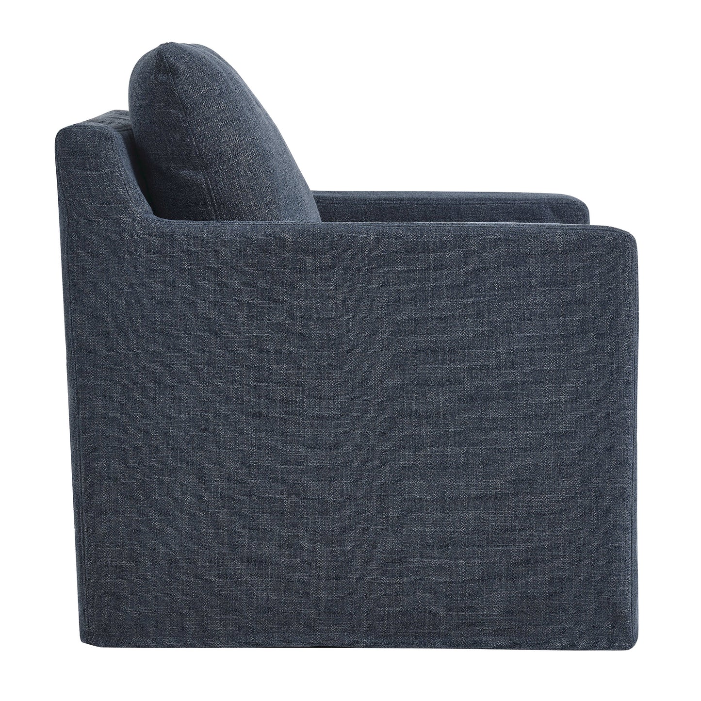 Serene Linen Slipcovered Swivel Armchair  in Slate Blue