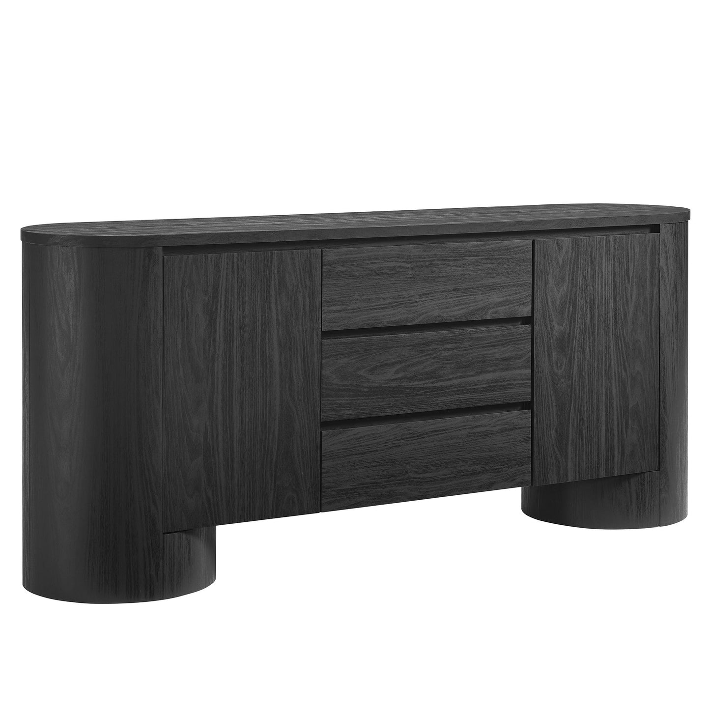 71" Rounded Sideboard Storage Cabinet in Black