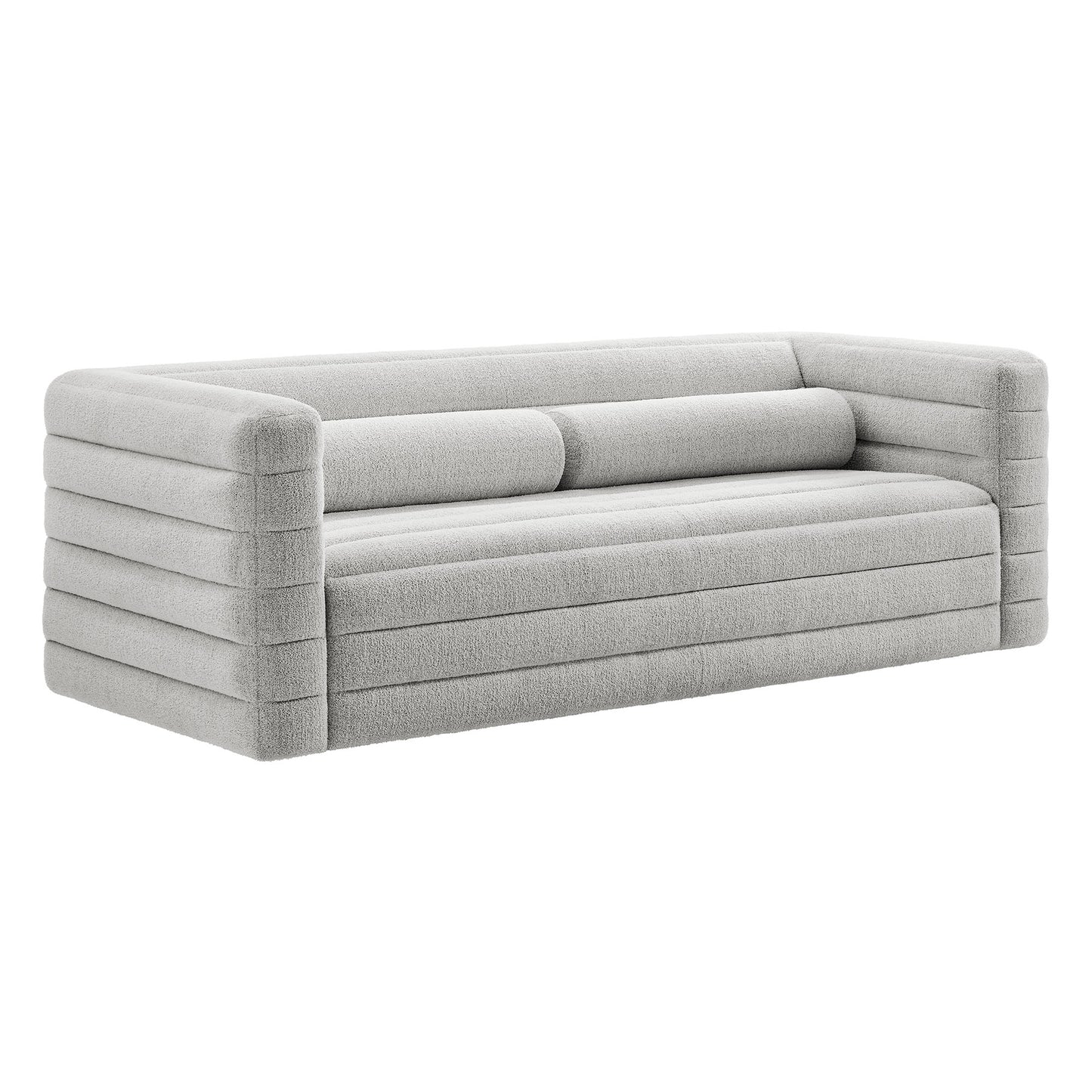 Relle Channel Tufted Boucle Upholstered Sofa in Newsprint