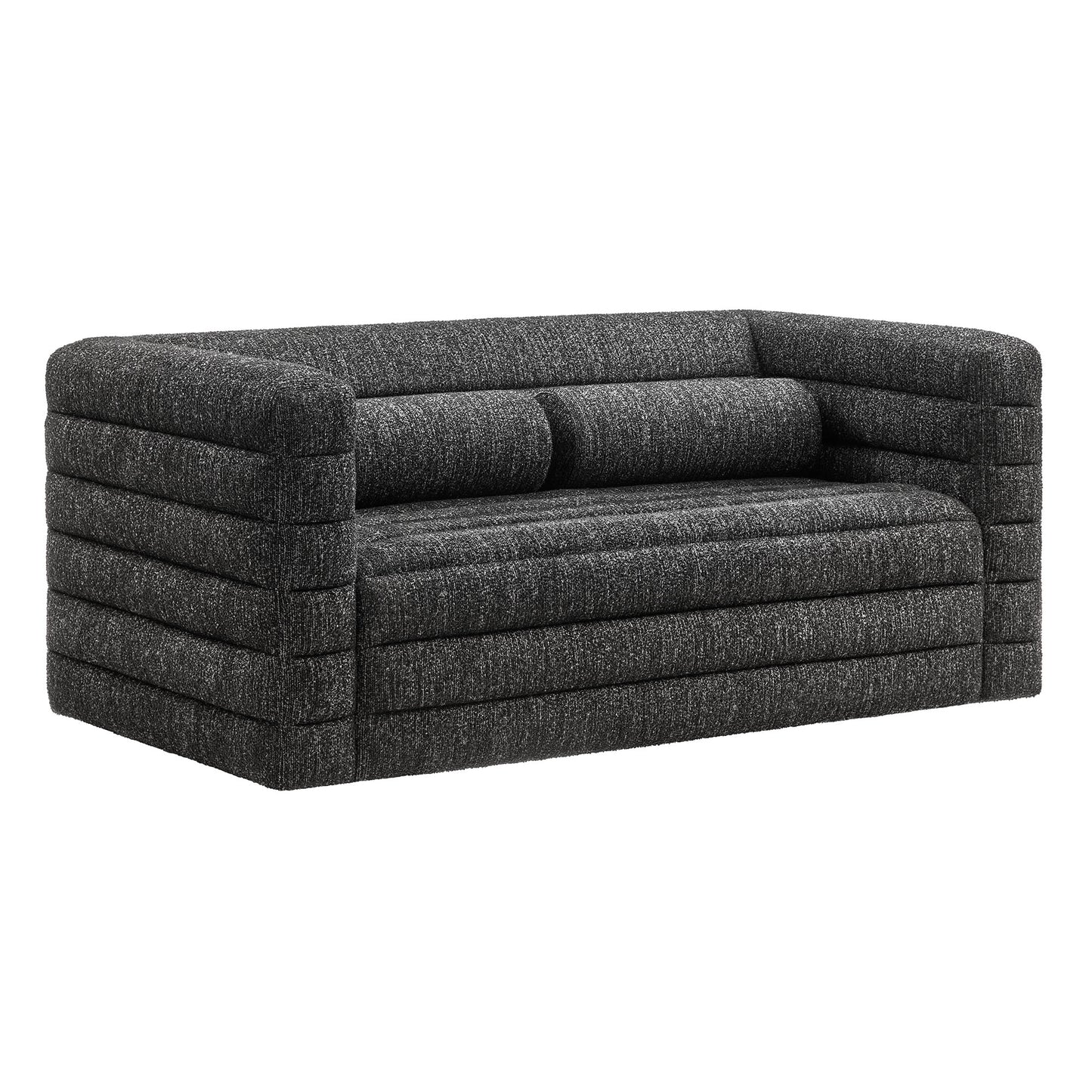 Relle Channel Tufted Boucle Upholstered Loveseat  in Charcoal