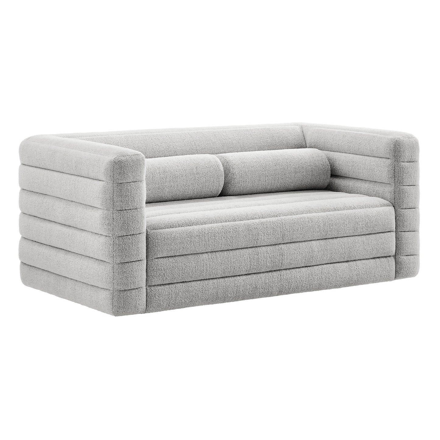 Relle Channel Tufted Boucle Upholstered Loveseat  in Newsprint