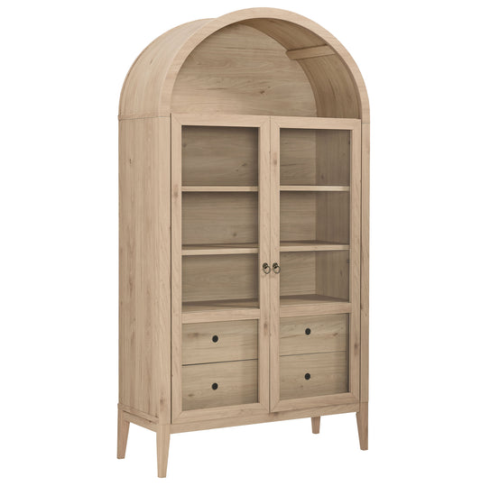 74" Tall Wide Arched Storage Display Cabinet  in Light Oak