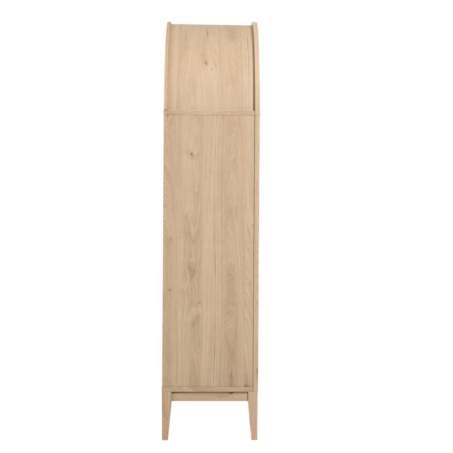 74" Tall Wide Arched Storage Display Cabinet in Light Oak
