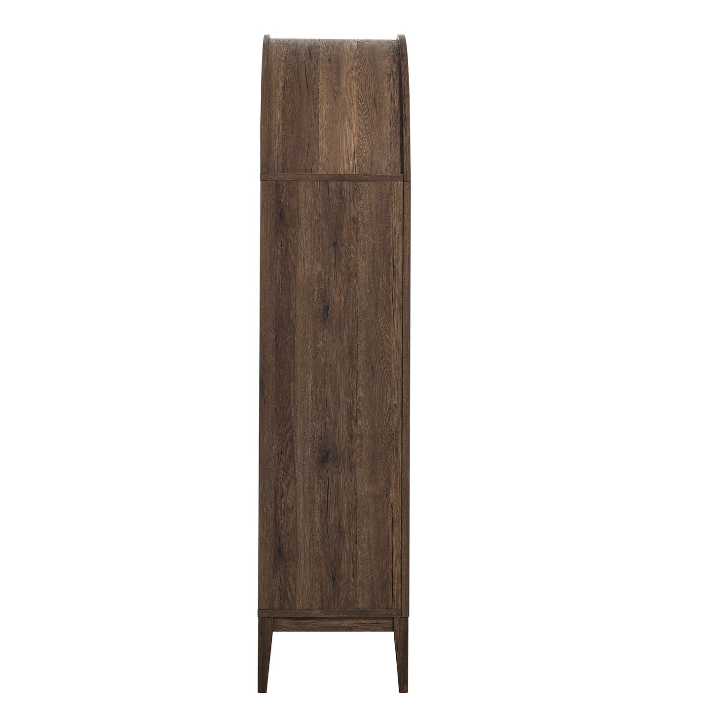 74" Tall Wide Arched Storage Display Cabinet in Walnut Light Oak