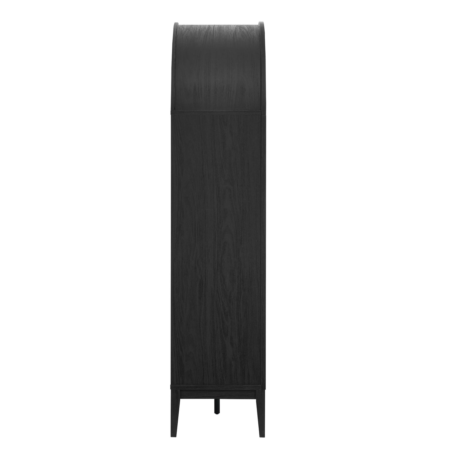 74" Tall Wide Arched Storage Display Cabinet Bookshelf in Black