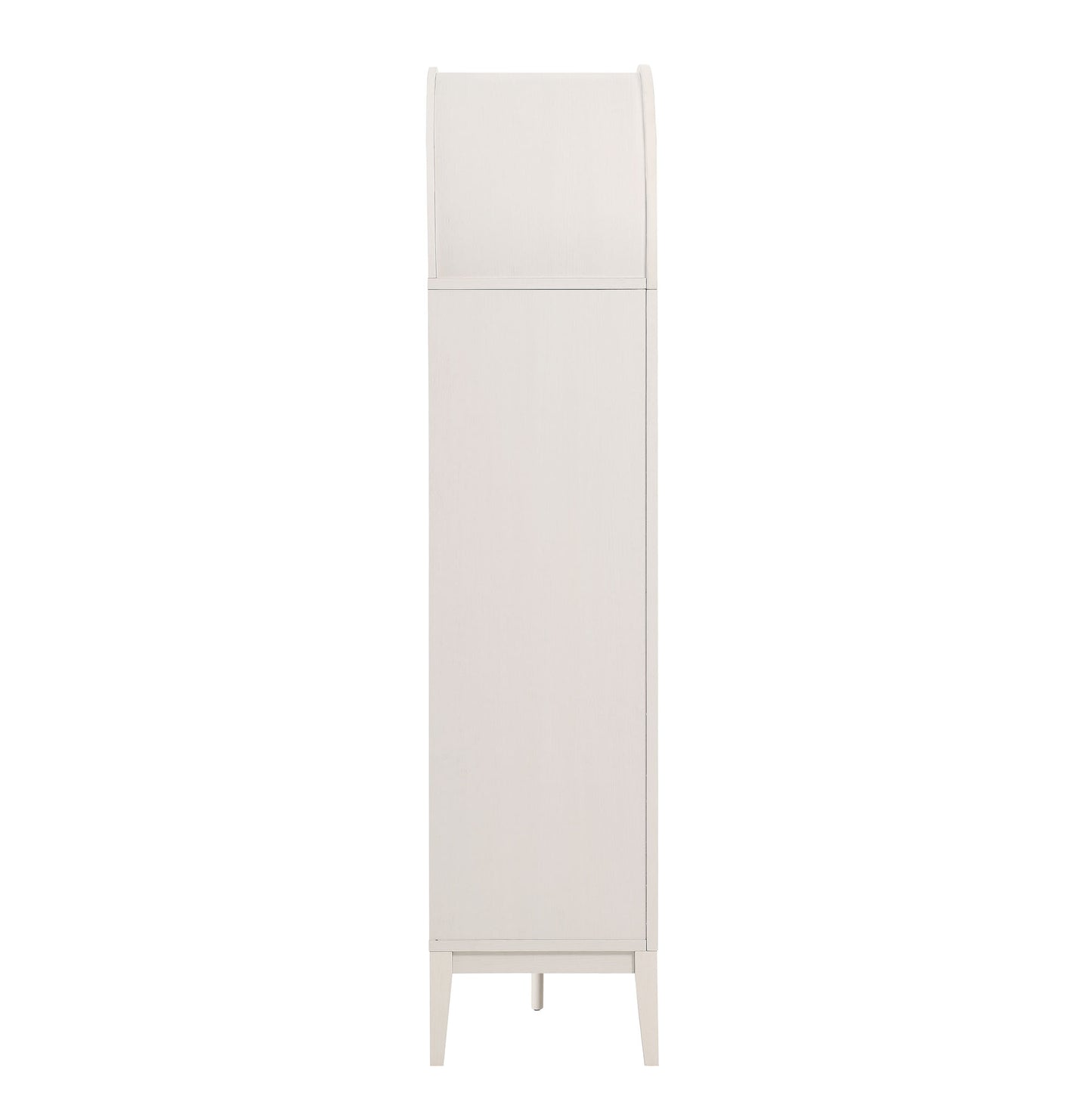 74" Tall Wide Arched Storage Display Cabinet Bookshelf in Ivory