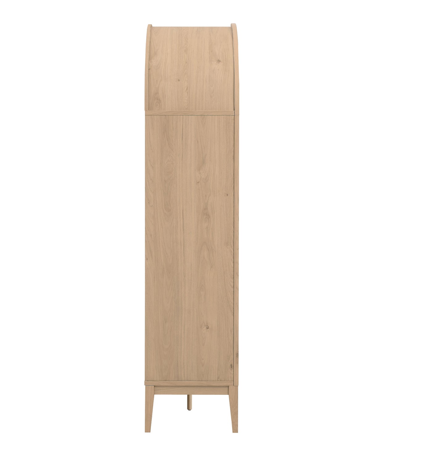 74" Tall Wide Arched Storage Display Cabinet Bookshelf in Light Oak