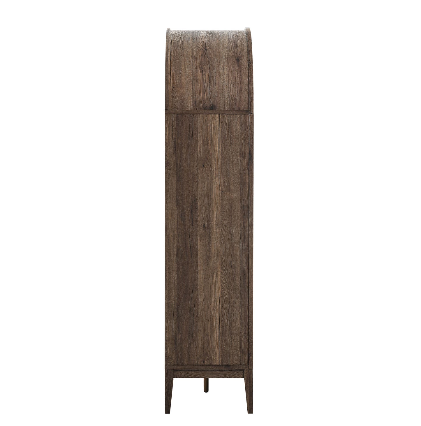 74" Tall Wide Arched Storage Display Cabinet Bookshelf in Dark Walnut