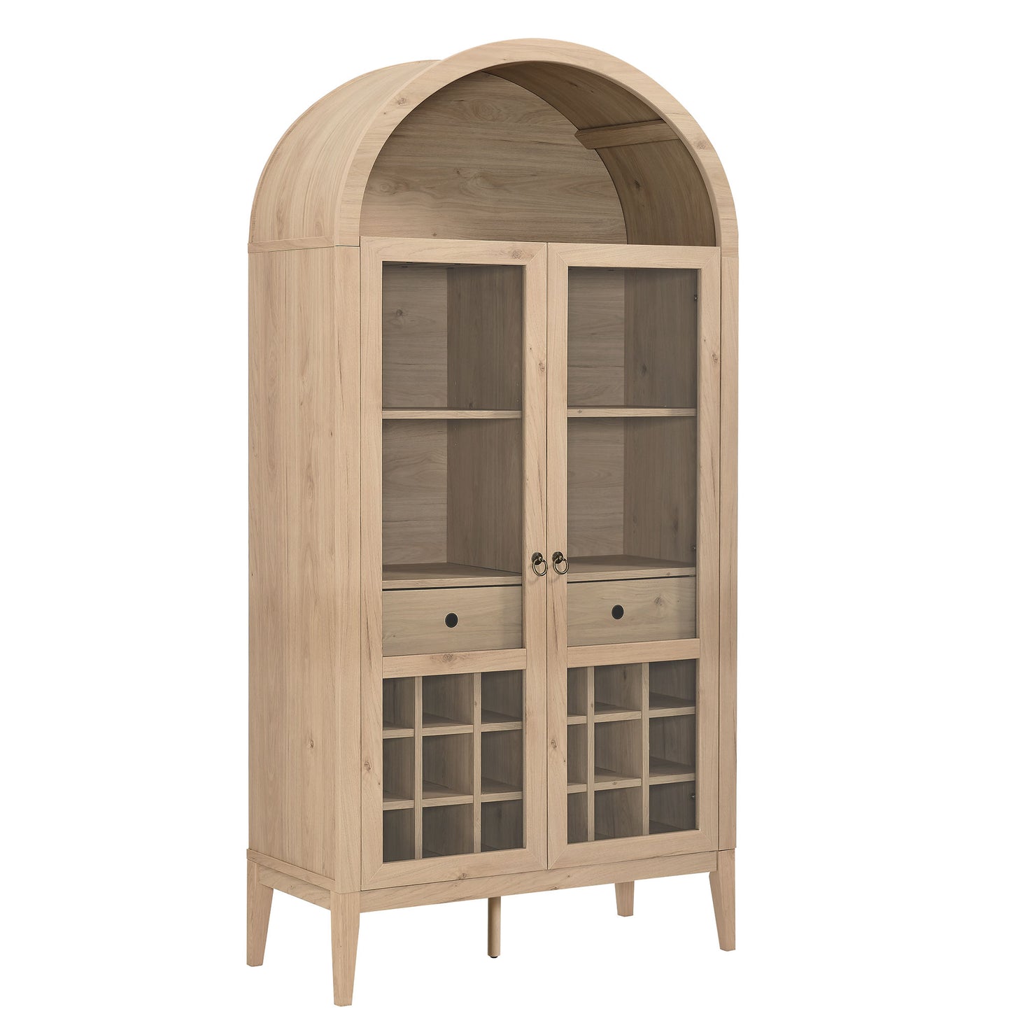 Nolan Arched Bar Cabinet in Light Oak