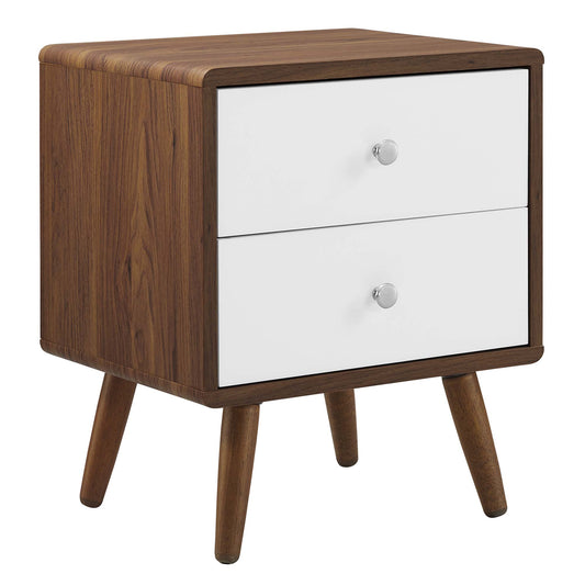 Transmit 2-Drawer Nightstand  in Walnut White