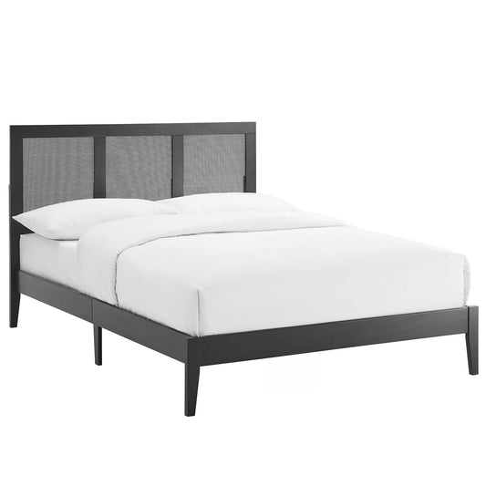 Sirocco Rattan and Wood Full Platform Bed  in Black