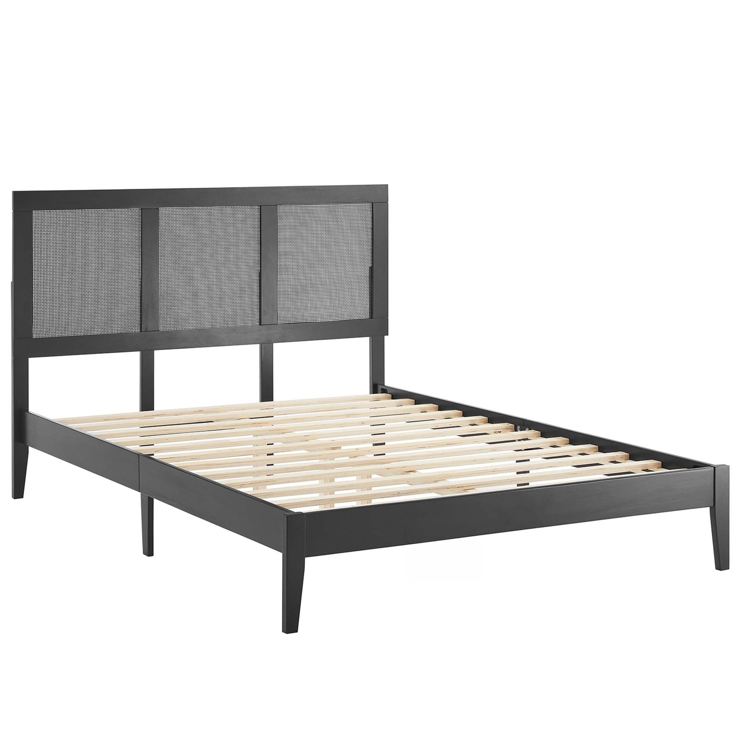 Sirocco Rattan and Wood Full Platform Bed  in Black