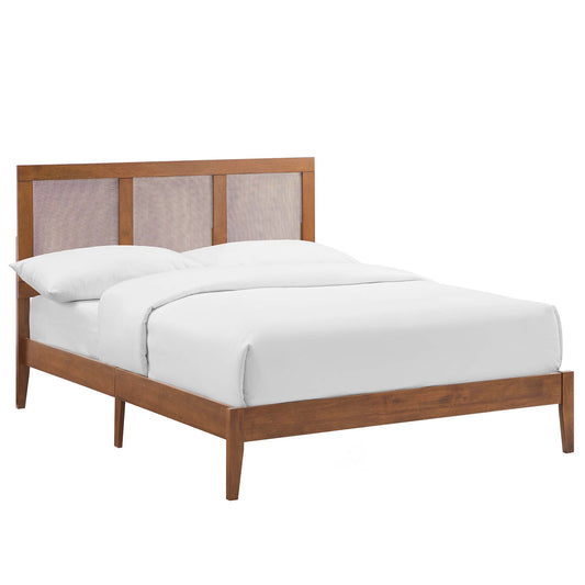 Sirocco Rattan and Wood Full Platform Bed  in Walnut