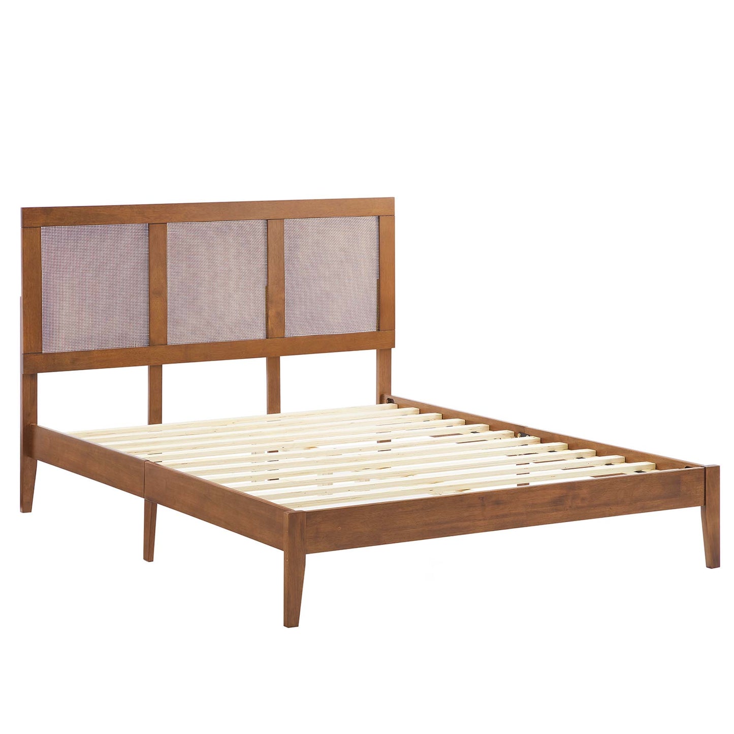 Sirocco Rattan and Wood Full Platform Bed  in Walnut