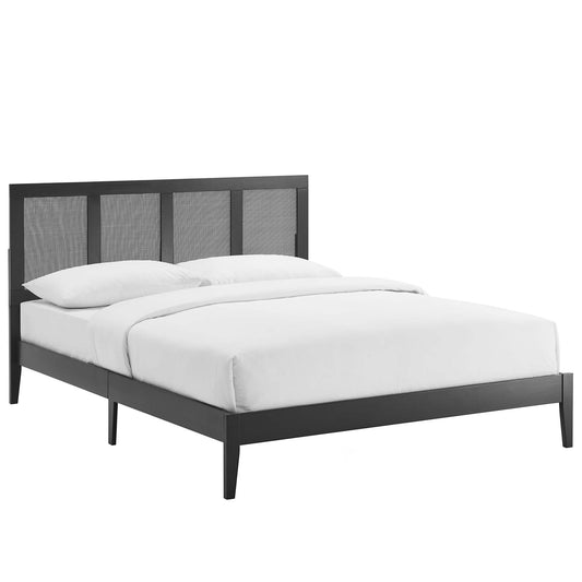 Sirocco Rattan and Wood Queen Platform Bed  in Black