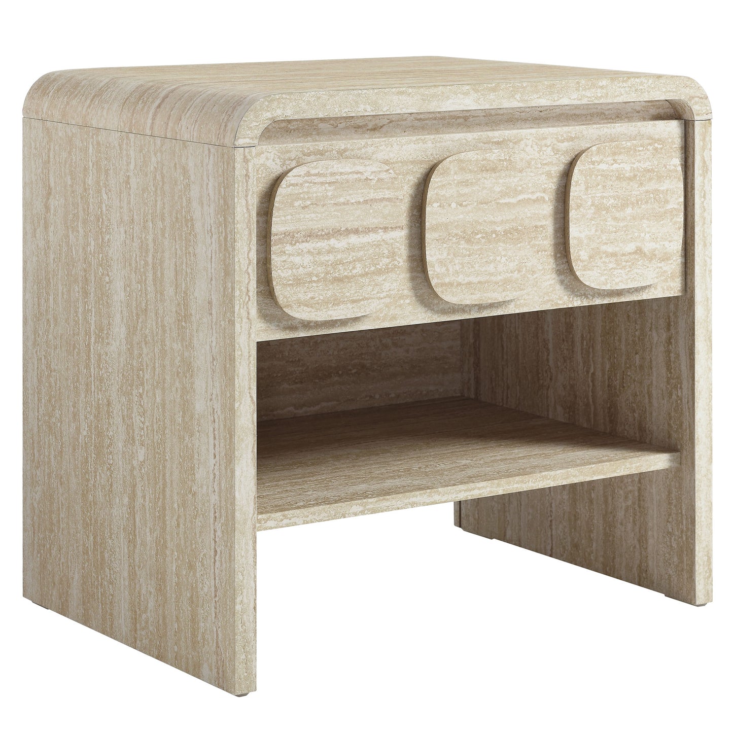 Mykonos 1-Drawer Nightstand in Travertine