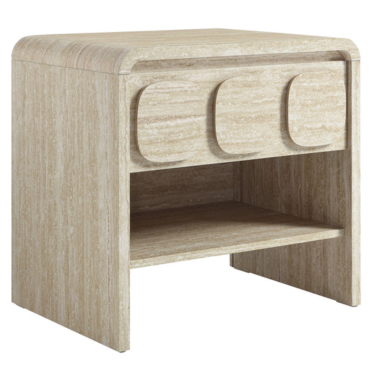 Mykonos 1-Drawer Nightstand in Travertine