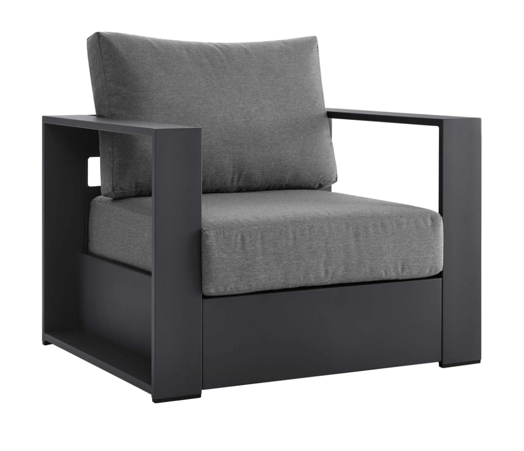 Lamod Coated Aluminum Armchair in Gray Charcoal