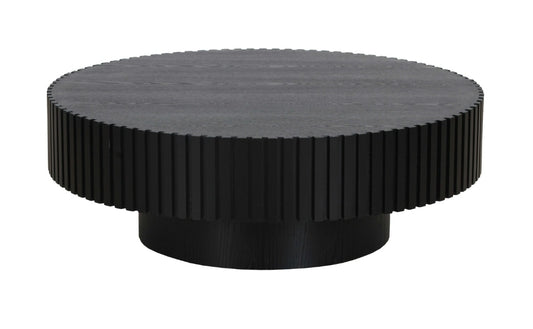 Modern 40" Fluted Black Ash Round Coffee Table