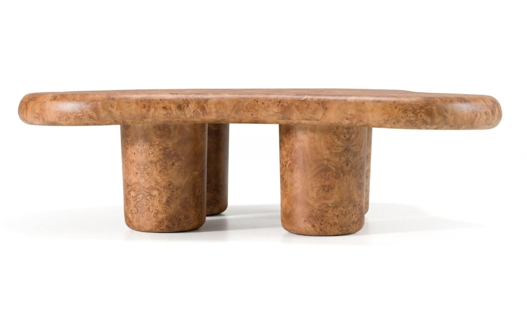Modern 48" Irregular Shape Burl Coffee Table