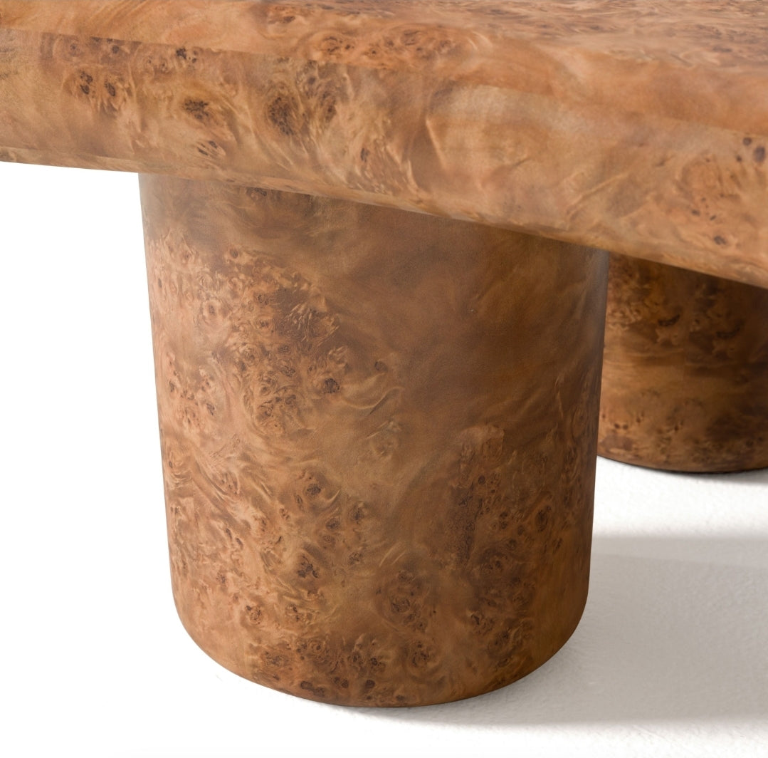 Modern 48" Irregular Shape Burl Coffee Table