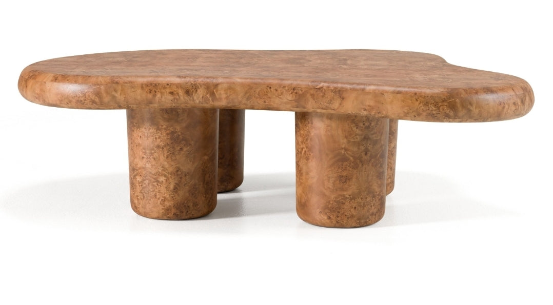 Modern 48" Irregular Shape Burl Coffee Table