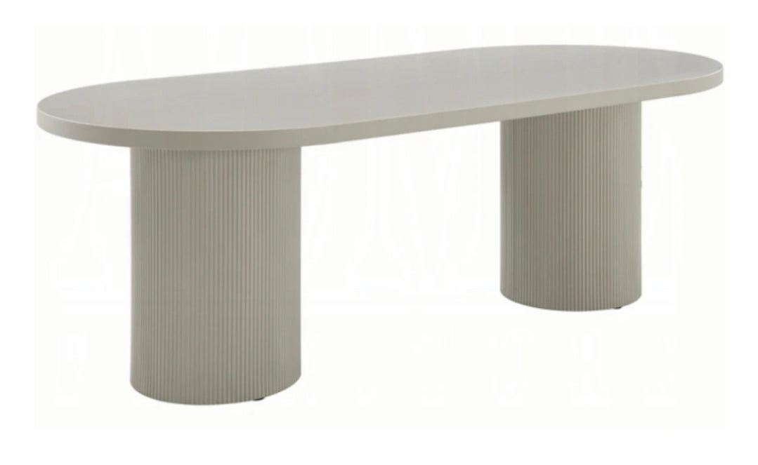 87" Alabaster Oval Table - Flutted Base