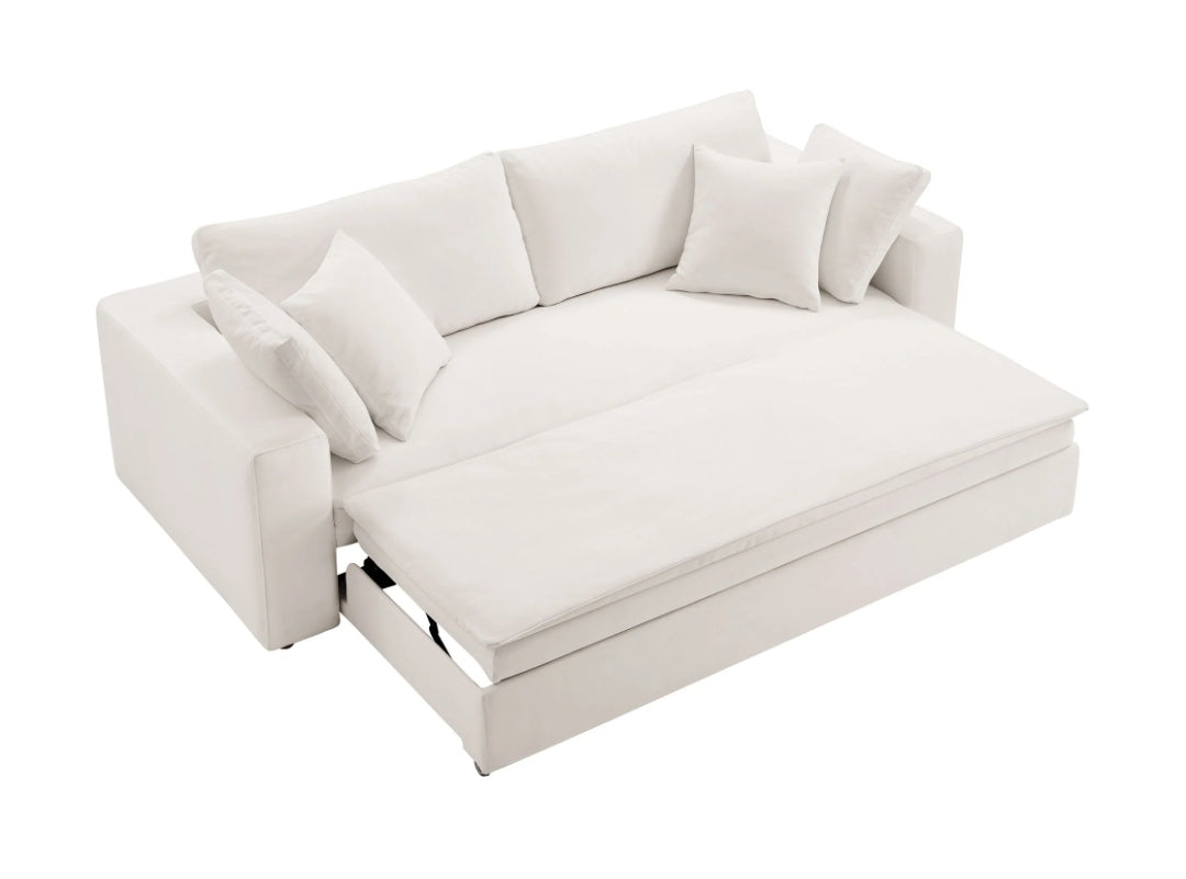Down Filled Cloud Sofa Sleeper available in White or cream performance fabric