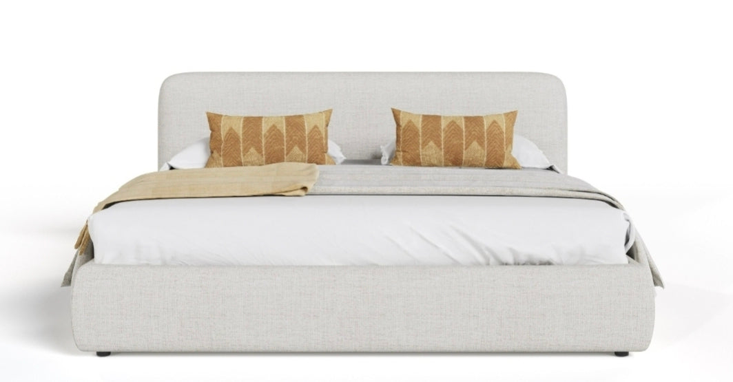 King Size cloud style Modern Ivory Fabric performance Upholstered Bed
