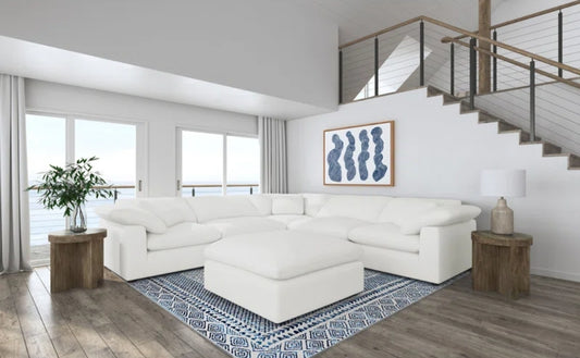 Balmar Ivory performance Upholstered Modular Sectional cloud like