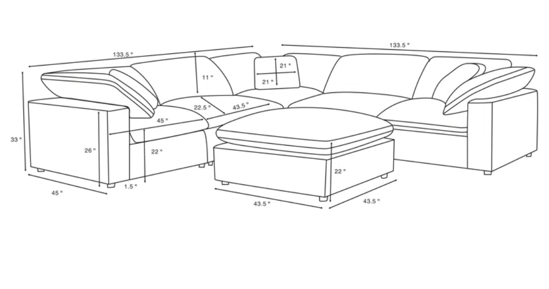 Balmar Ivory performance Upholstered Modular Sectional cloud like