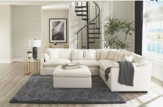 Rita Sectional Upholstered In Performance ivory Fabric