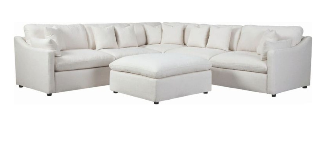 Rita Sectional Upholstered In Performance ivory Fabric