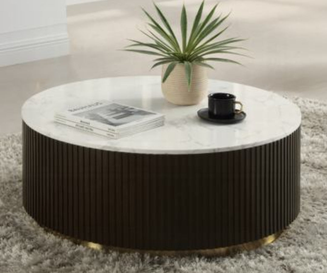 Marble Flutted Wood Coffee table