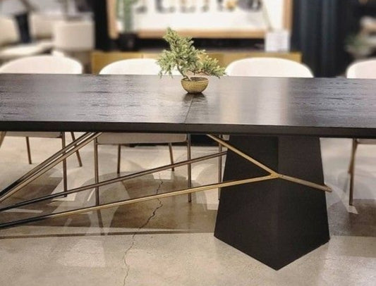 126" Black Wood Dining Table with gorgeous gradient base