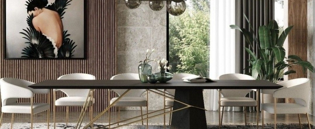 126" Black Wood Dining Table with gorgeous gradient base