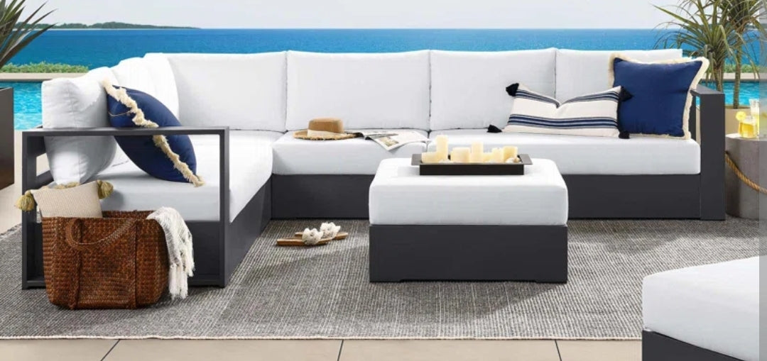 Lamod Aluminum Outdoor Patio Sectional Set with Oversized ottoman/ coffee table