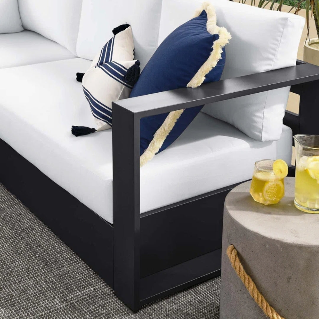Lamod Aluminum Outdoor Patio Sectional Set with Oversized ottoman/ coffee table