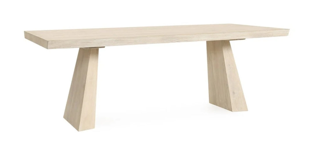 84" Dining Table in Solid FSC certified Wood finished in Cream White Washed Oak