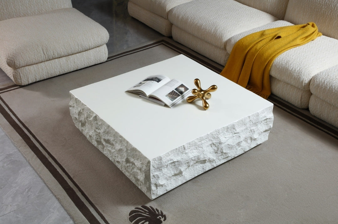 Modern 42" Off-White Square Coffee Table