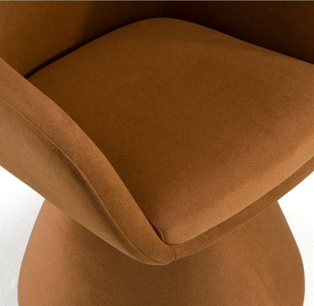 Brand New Gorgeous Fully Upholstered Dining Chair Upholstered in performance Rust velvet fabric