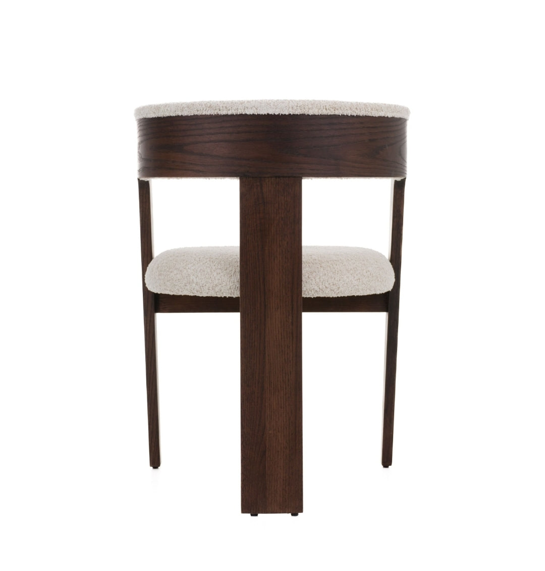 Modern Cream Fabric with Brown Oak Dining Chair (Set of 2)