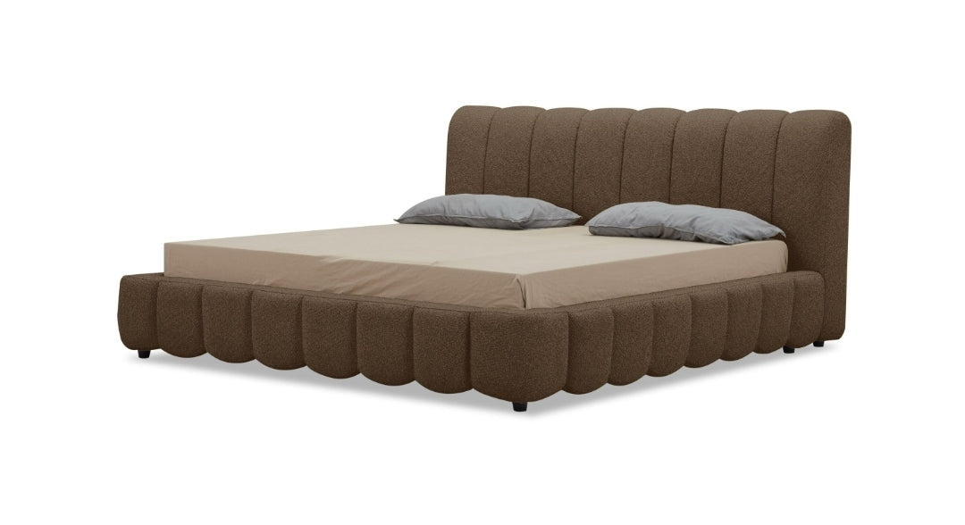 Post Modern Brown Tufted King Fabric Bed
