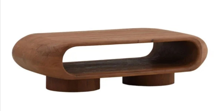 Gorgeous 58" Unique coffee table crafted in solid wood