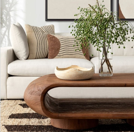 Gorgeous 58" Unique coffee table crafted in solid wood