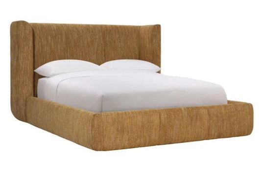 King size performance fully upholstered bed in textured fabric