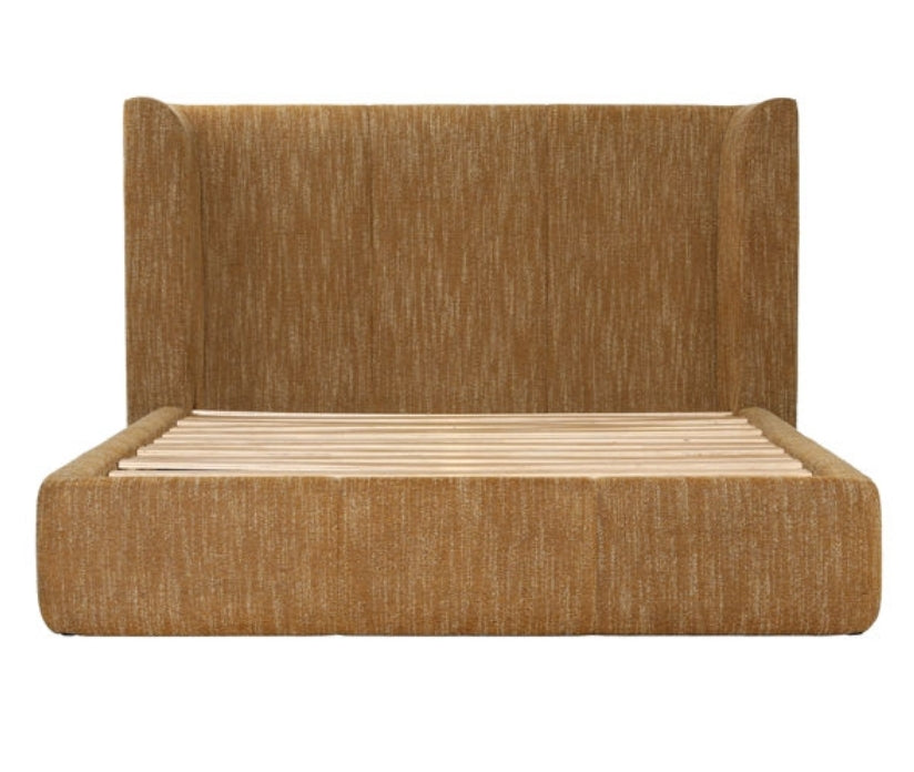 King size performance fully upholstered bed in textured fabric